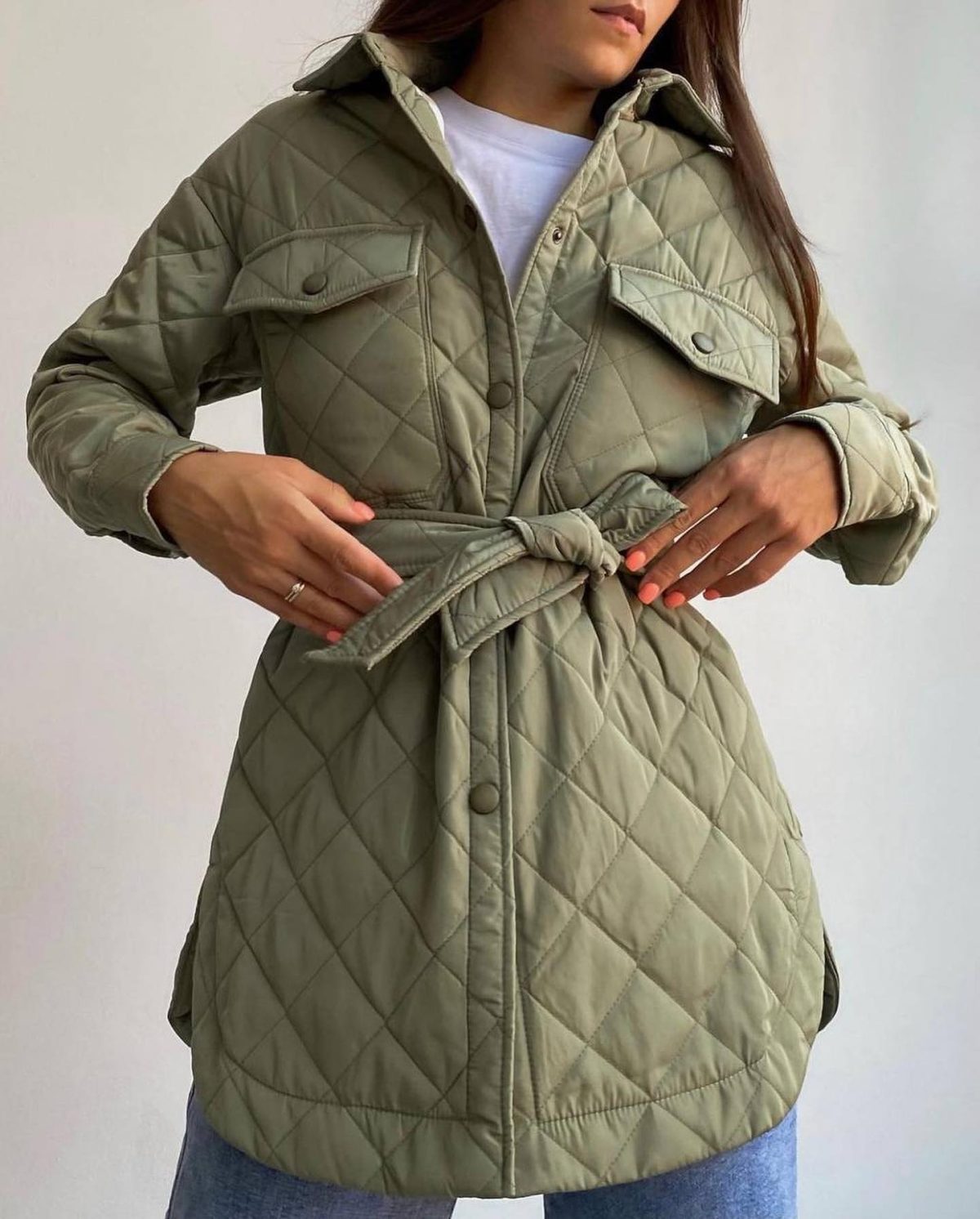 Long Breasted Collared Loose Warm Rhombus Cotton Padded Coat - Coats & Jackets - Uniqistic.com