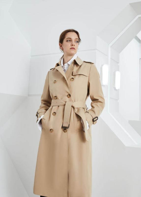 Extended Elegant British Spring Autumn Double Breasted Coat in Coats & Jackets