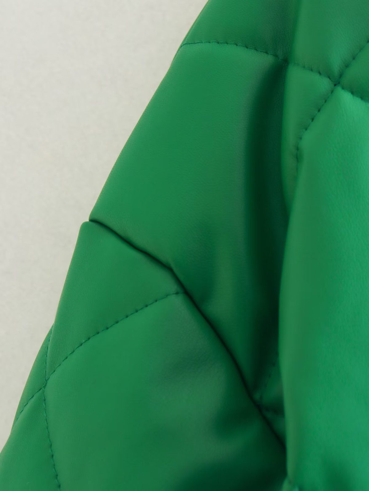 Green Faux Leather Cotton Padded Coat - Coats & Jackets - Uniqistic.com
