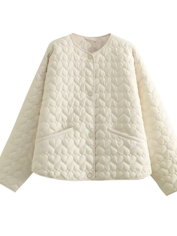 Heart Shaped Polo Line Cotton Jacket in Coats & Jackets