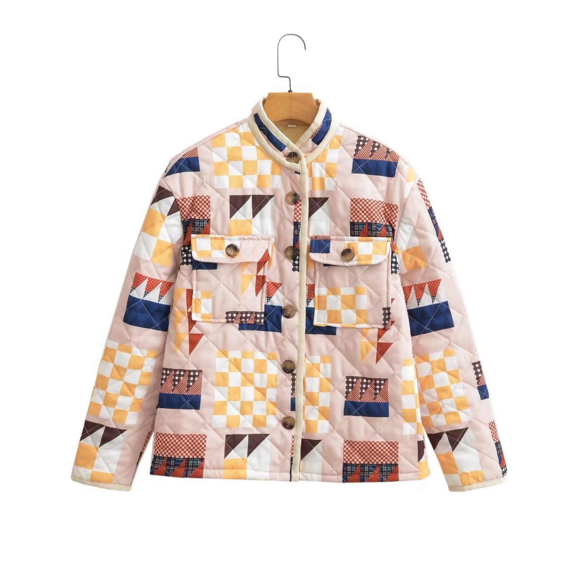Autumn Winter Printing Cotton Padded Artistic Retro Loose Single Breasted Jacket - Coats & Jackets - Uniqistic.com
