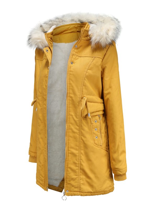 Cotton-Padded Fleece  Mid-Length Detachable Hat Fur Collar Overcoat - Coats & Jackets - Uniqistic.com