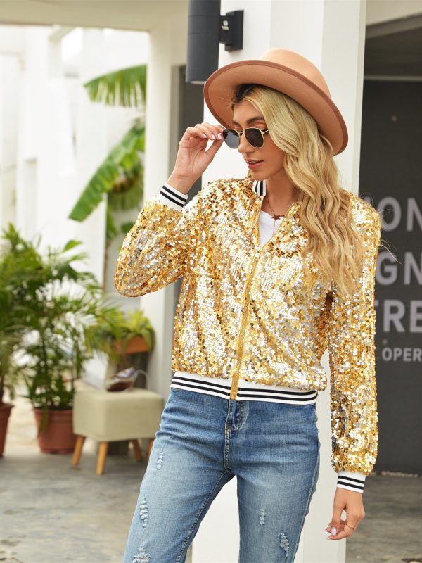 Sequined Long Sleeved Jacket in Coats & Jackets