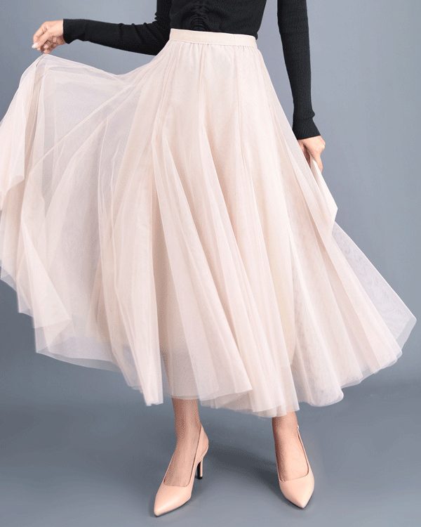 Swing Puffy Ankle Length Skirt in Skirts