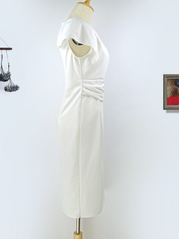 Ruffle Sleeve Pleated Slim Pencil Tight Dress Evening Dress - Evening Dresses - Uniqistic.com