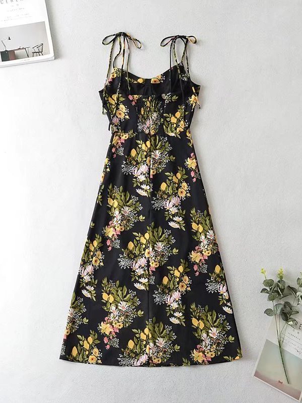 Summer Print Lace-Up Dress Halter Suspender Dress - Dresses - Uniqistic.com