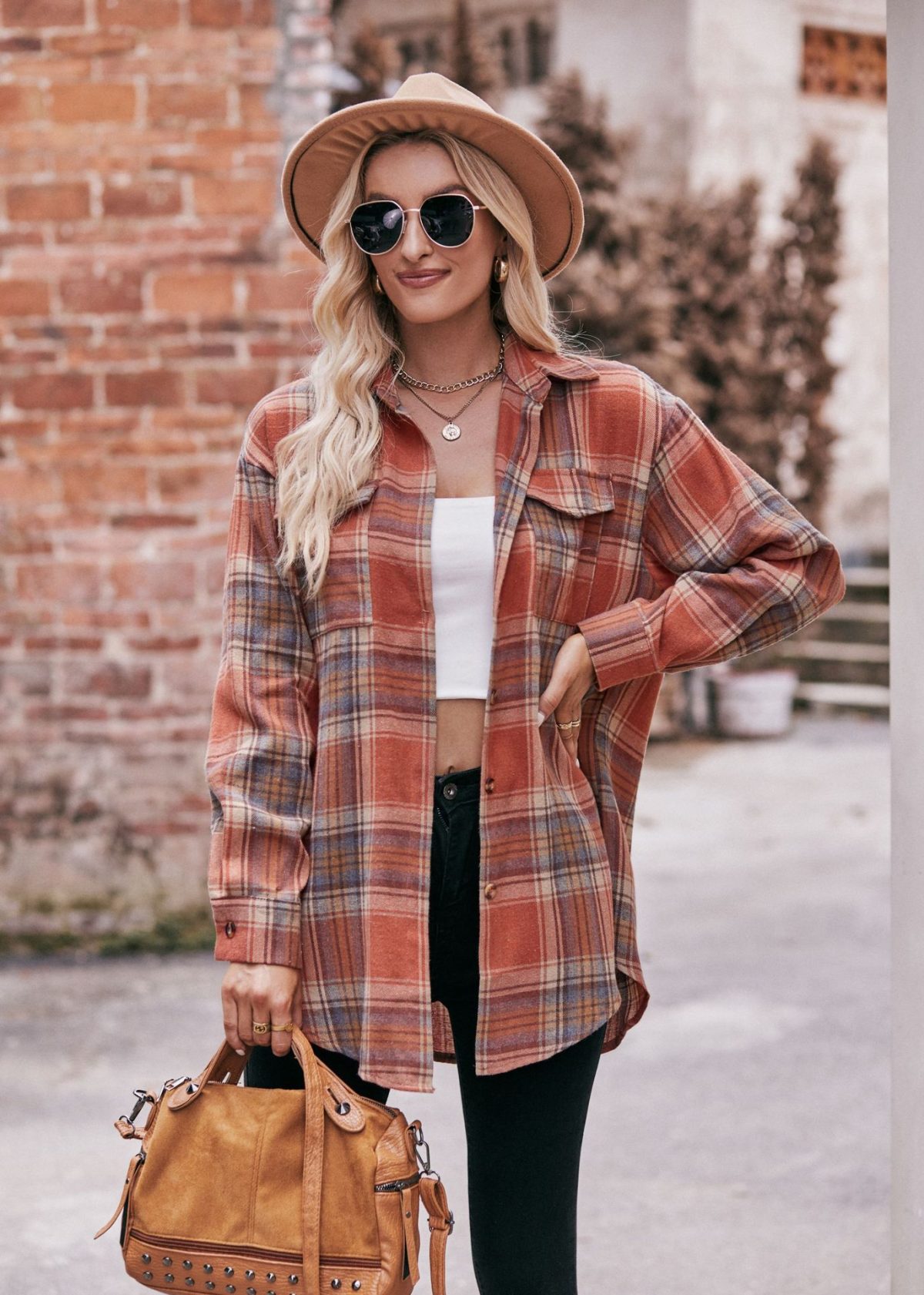 Casual Oversize Loose Plaid Shirt in Blouses & Shirts