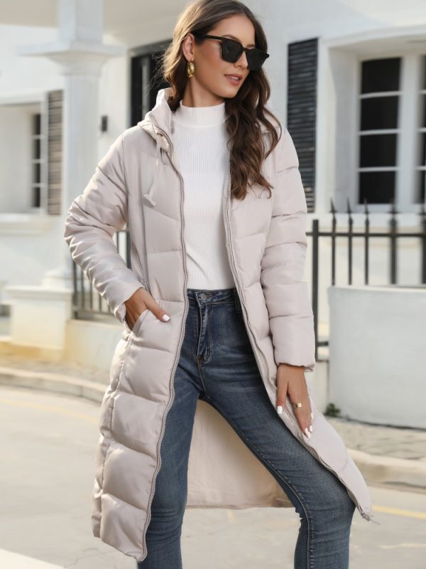 Winter Hooded Cotton Padded Mid Length Slim Coat in Coats & Jackets