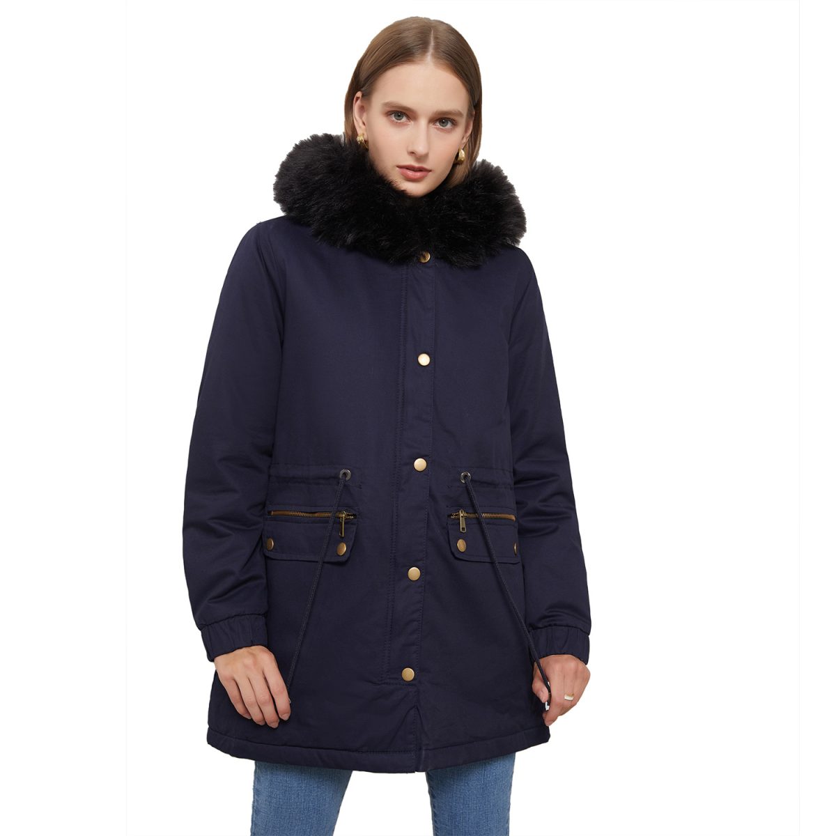 Autumn Winter Fleece Lined with Fur Collar Hooded Warm Coat Plus Size - Coats & Jackets - Uniqistic.com