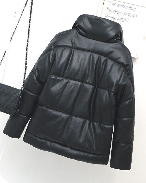 Winter Faux Leather Single-Breasted Stand Collar Short Coat - Coats & Jackets - Uniqistic.com