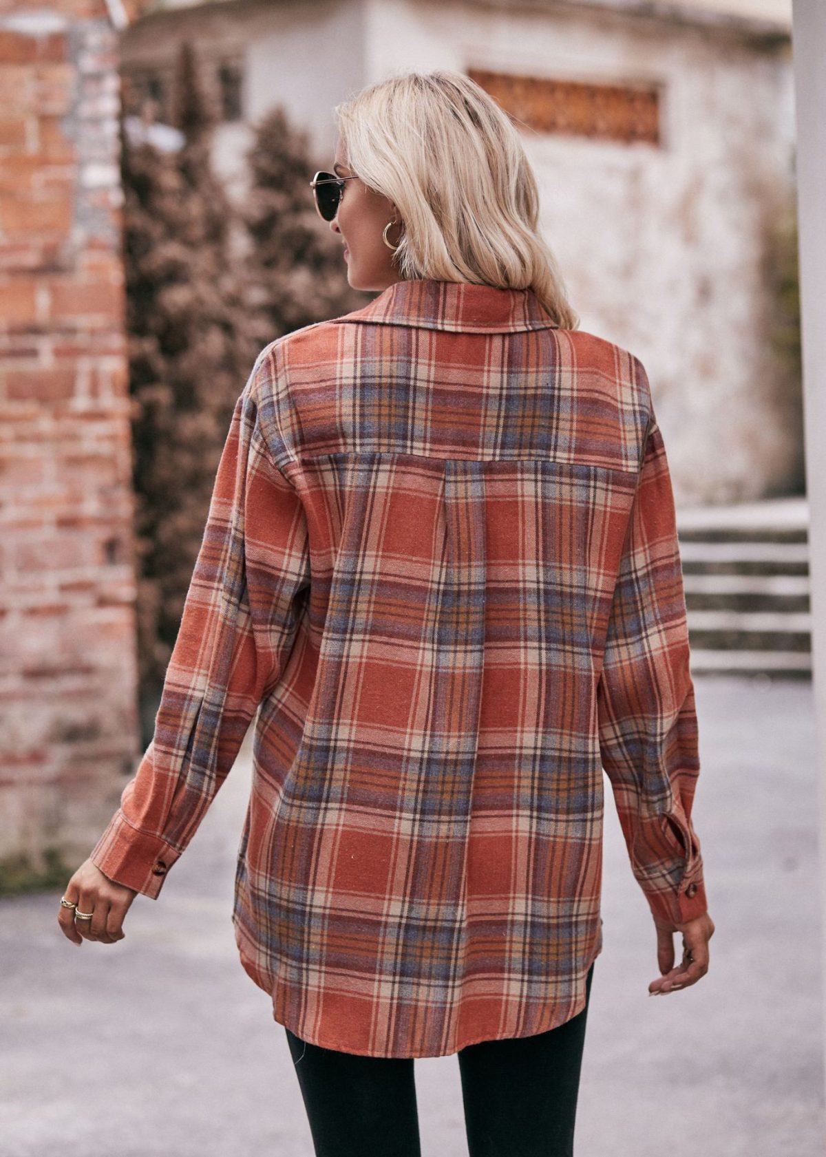 Casual Oversize Loose Plaid Shirt in Blouses & Shirts