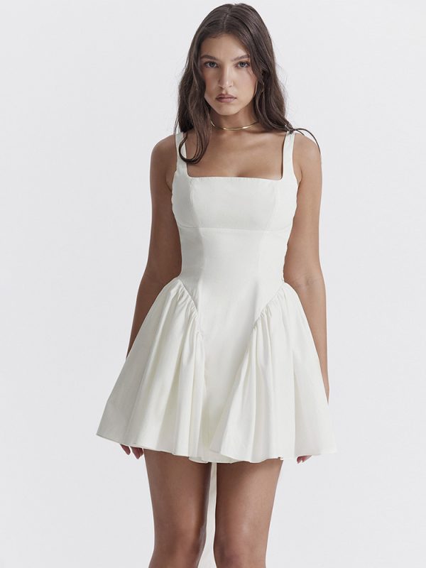 French Suspender Design Bow Backless Dress - Dresses - Uniqistic.com