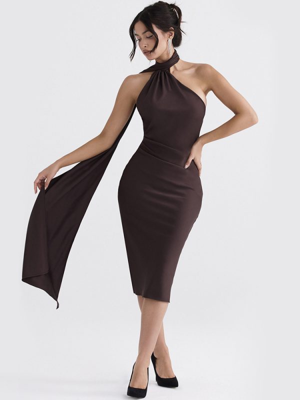 Halter off Shoulder Backless Slim Fit Dress - Dresses - Uniqistic.com