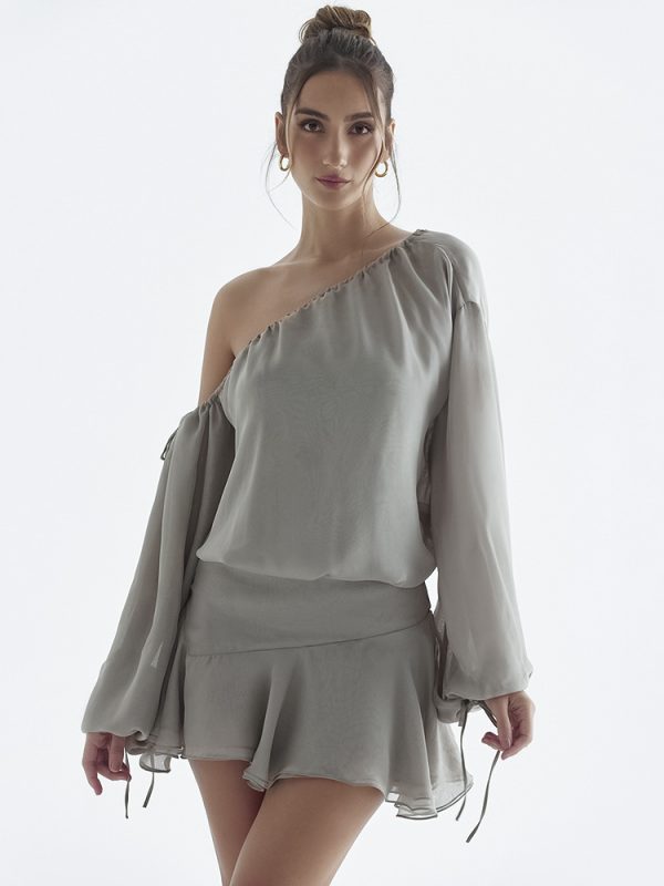 Shoulder Long Sleeve Chiffon Spring Dress - Dresses - Uniqistic.com