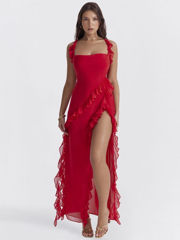 French Cami Split Maxi Chiffon Summer Dress in Dresses
