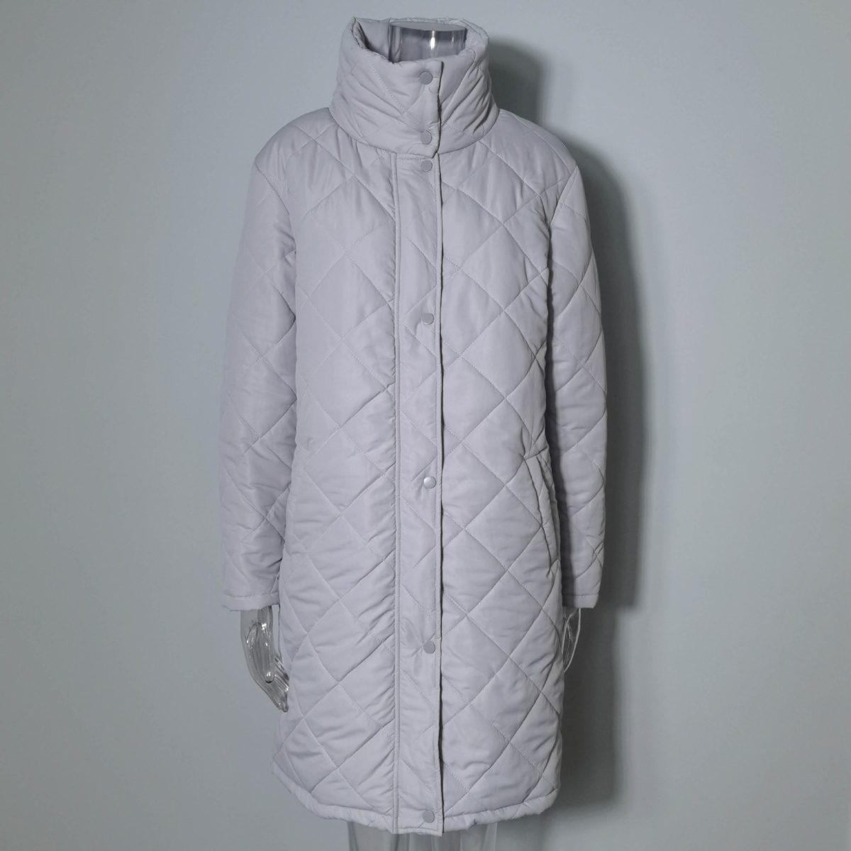 Autumn Winter Popular Diamond Lattice Stand up Collar Thermal Cotton Padded Coat - Coats & Jackets - Uniqistic.com