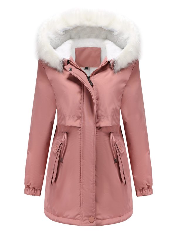Winter Velvet Cotton Hooded Detachable Fur Collar Long Sleeve Parka - Coats & Jackets - Uniqistic.com