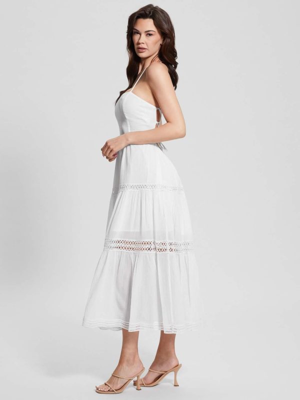 Lace up Backless Maxi White Hollow Out Cutout Out Lace Cami Dress - Dresses - Uniqistic.com