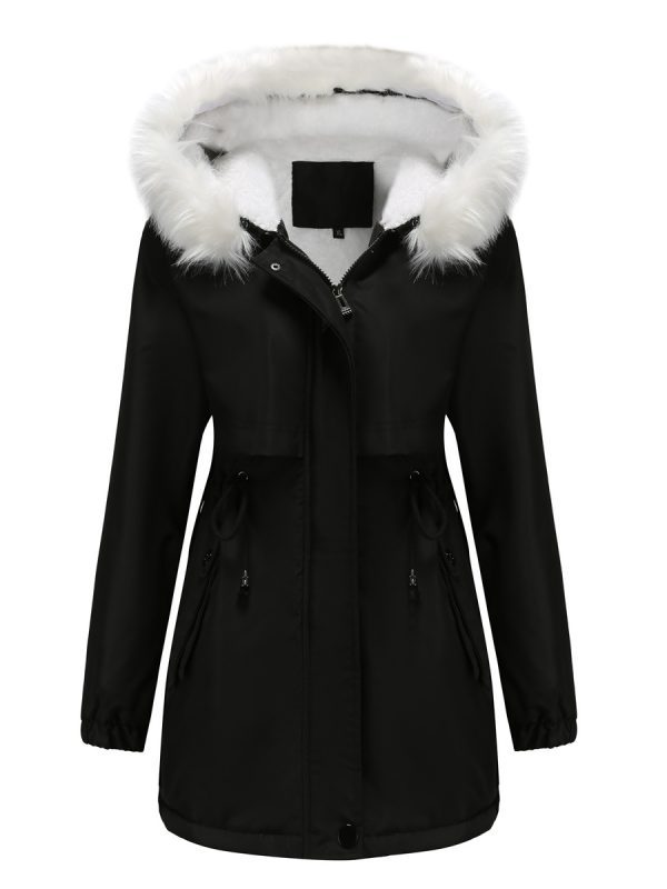 Winter Velvet Cotton Hooded Detachable Fur Collar Long Sleeve Parka - Coats & Jackets - Uniqistic.com
