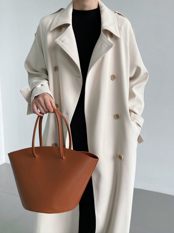 Autumn Draping British Loose Mid-Length over the Knee Trench Coat in Coats & Jackets