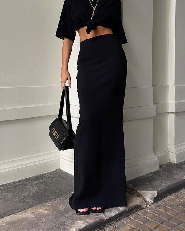 Fashionable Elegant Black Slimming Long Skirt Hip Skirt - Skirts - Uniqistic.com