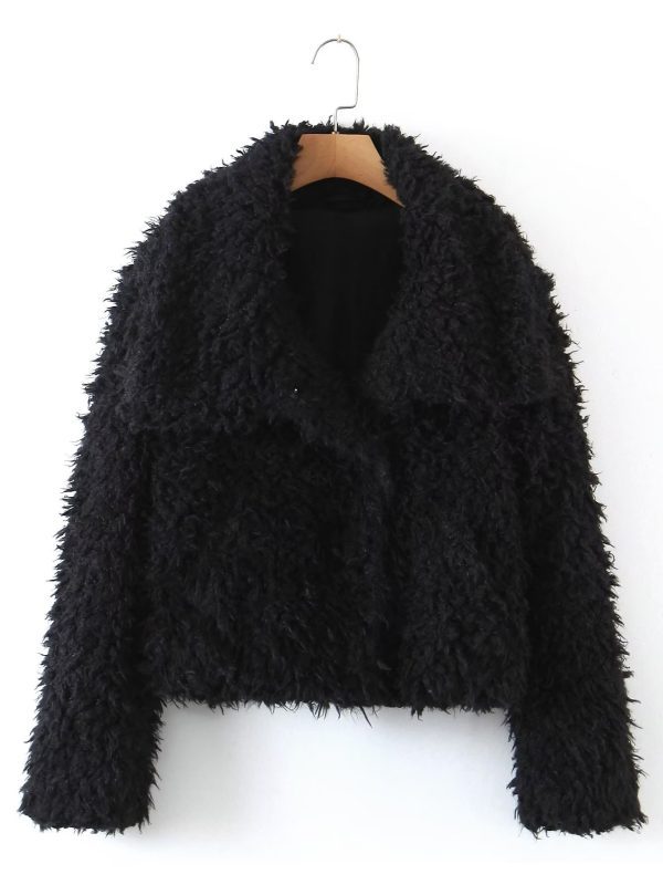 Retro Loose Idle Collared Long Sleeve Fur Jacket Coat - Coats & Jackets - Uniqistic.com
