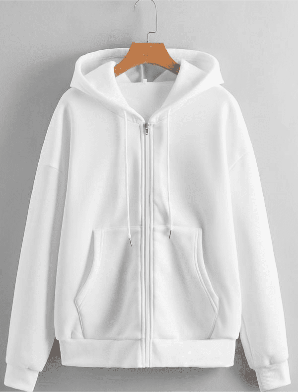 Autumn Winter Fleece Lined Solid Color Long Sleeved Zipper Urban Casual Comfortable Loose Hoodies in Hoodies & Sweatshirts