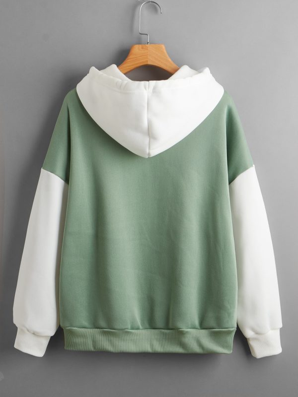 Fleece Lined Thickened Hooded Color Matching Sweatshirt - Hoodies & Sweatshirts - Uniqistic.com