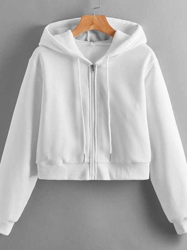 Autumn Street Hipster Hooded Short Cotton White round Neck Cute Solid Color Pullover Hoodie - Hoodies & Sweatshirts - Uniqistic.com
