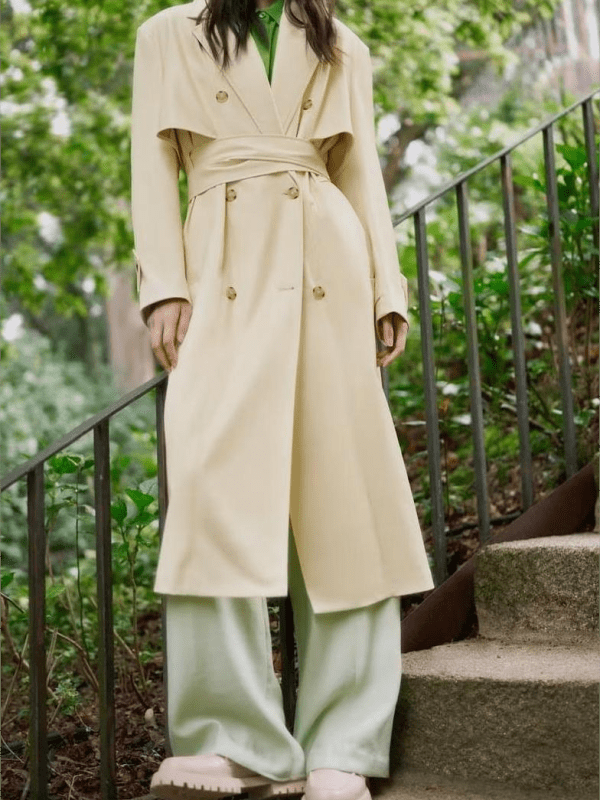 Summer Elegant Slightly Mature Faux Leather Belt Windbreaker Coat - Coats & Jackets - Uniqistic.com