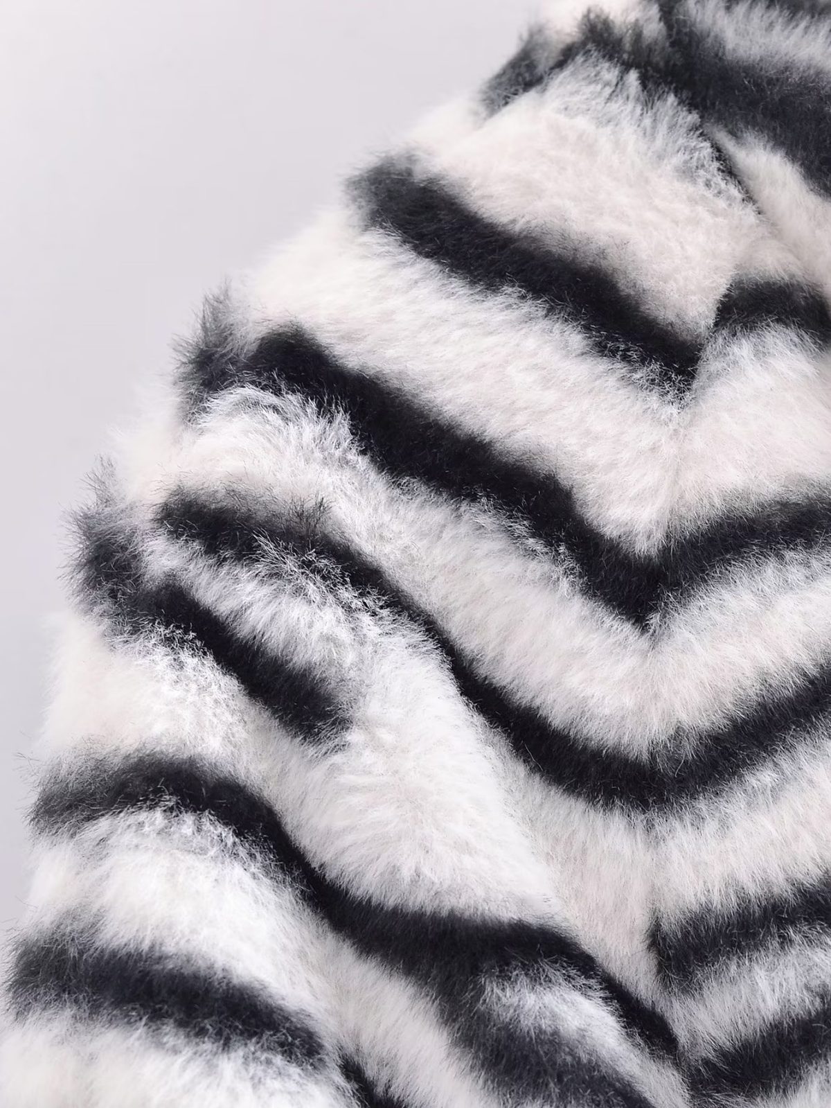 Elegant Graceful Faux Rabbit Fur Striped Coat - Coats & Jackets - Uniqistic.com