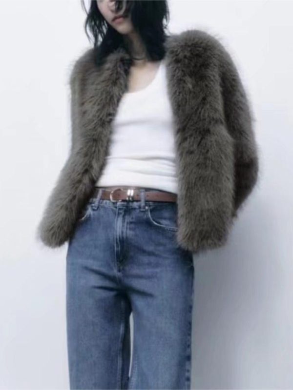 Winter Elegant Round Neck Single Breasted Plush Warm Coat - Coats & Jackets - Uniqistic.com