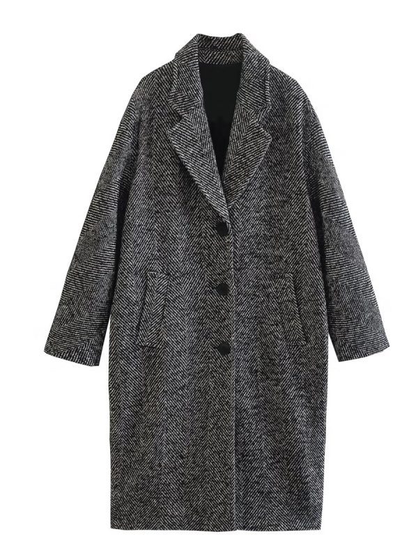 Solid Color Lengthened Woolen Coat - Coats & Jackets - Uniqistic.com