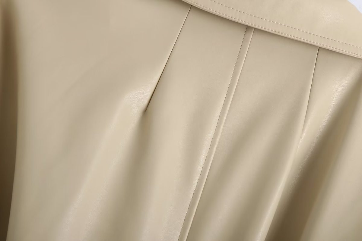 Winter Faux Leather Slim Fit Buckle Free Belt Windbreaker Coat - Coats & Jackets - Uniqistic.com
