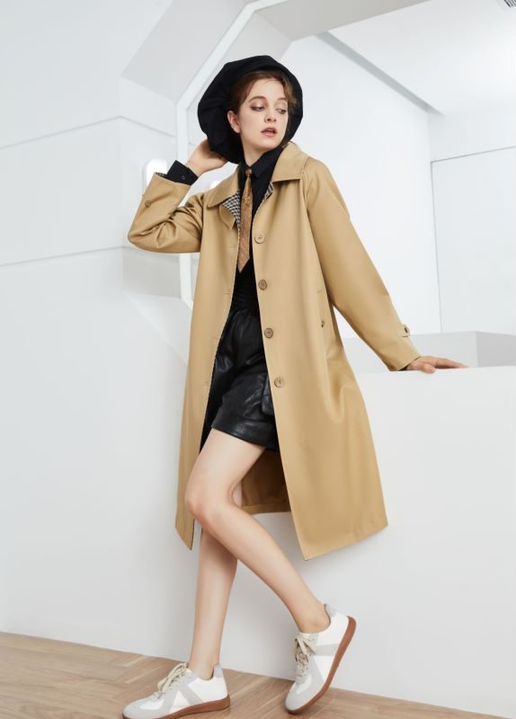 Autumn Winter Thick Crisp Stitching Plaid Single Breasted Long Trench Coat - Coats & Jackets - Uniqistic.com