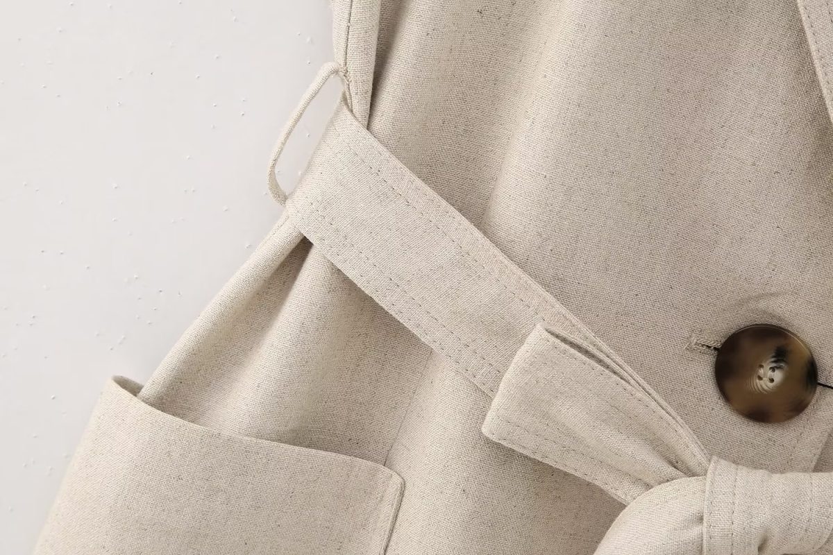 Summer Hemp Cotton Belt Long Vest Trench Coat - Coats & Jackets - Uniqistic.com