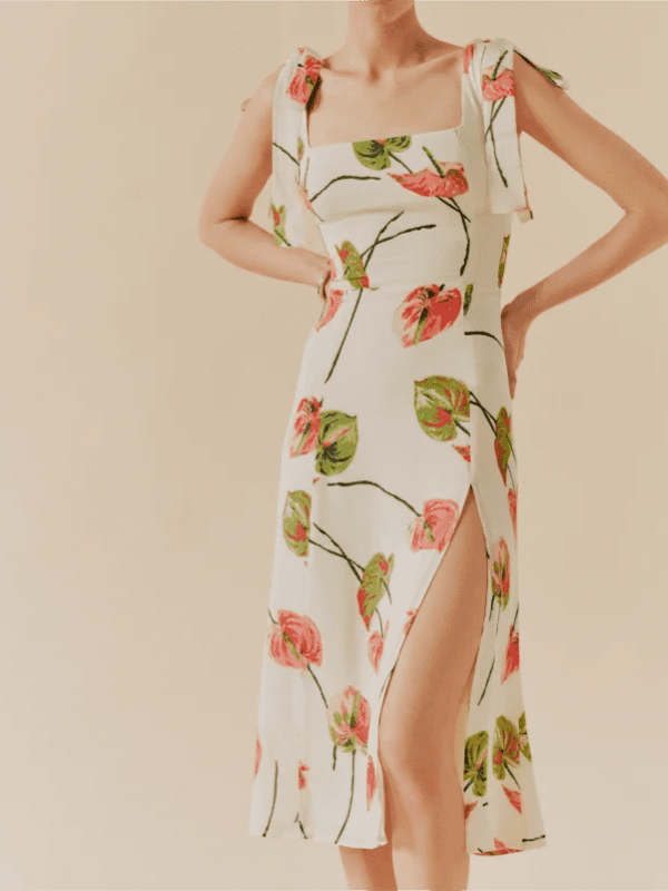 Summer French Elegant Pastoral Printed High Slit Strap Dress - Dresses - Uniqistic.com