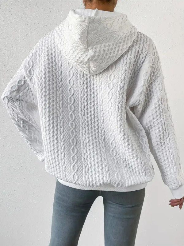 Autumn Jacquard Hooded Lace Up Long Sleeve Sweatshirt - Hoodies & Sweatshirts - Uniqistic.com