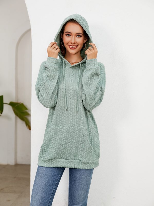 Solid Color Hooded Drawstring Pocket Pullover Loose Sweatshirt - Dresses - Uniqistic.com