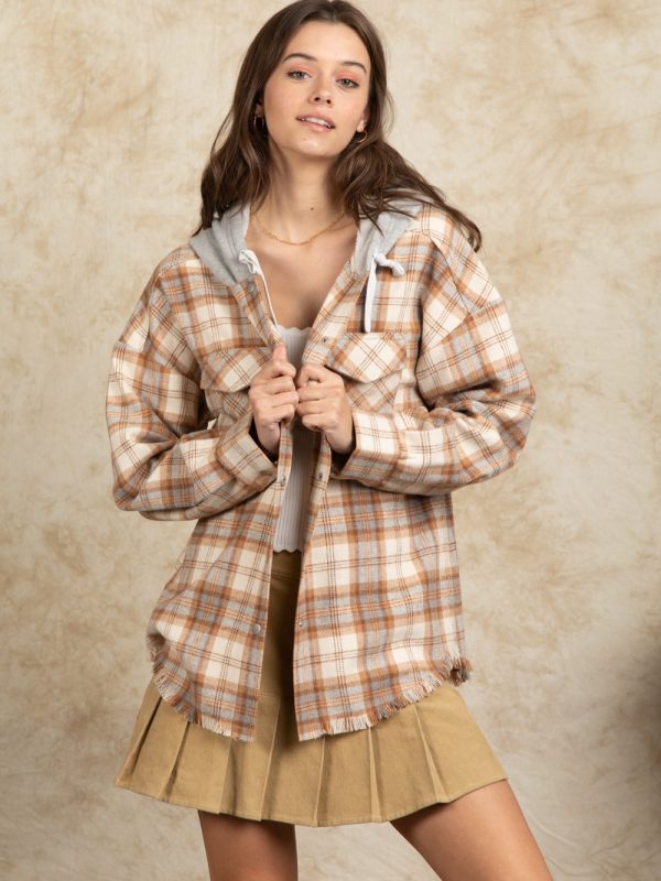 Hooded Large Pocket Plaid Shacket - Coats & Jackets - Uniqistic.com