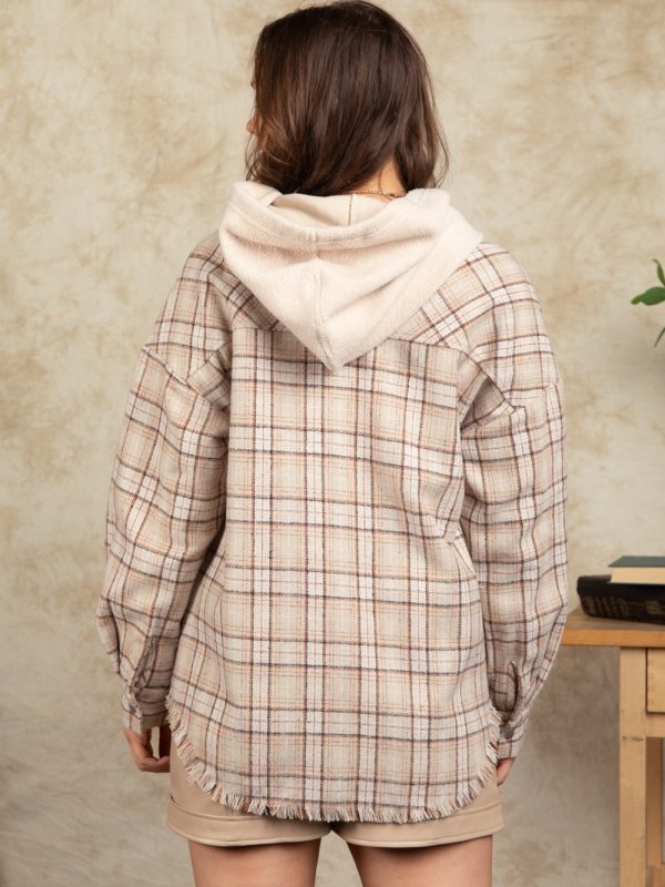 Hooded Large Pocket Plaid Shacket - Coats & Jackets - Uniqistic.com