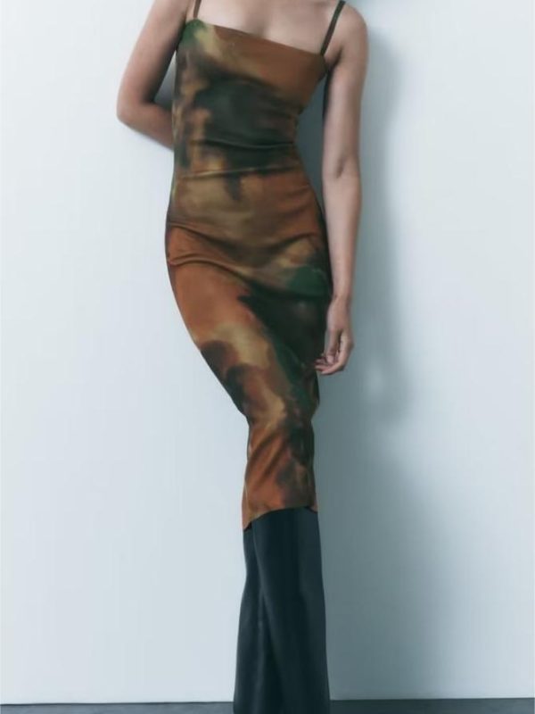 Printed Slim Fit Knitted Cami Dress - Dresses - Uniqistic.com