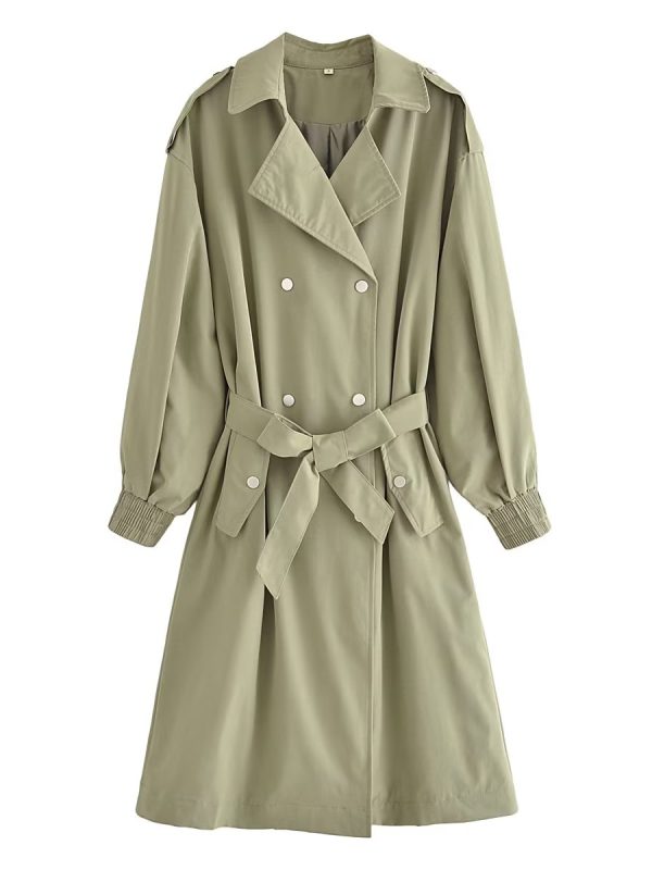 Loose Double Breasted Coat Elastic Cuff Trench Coat - Coats & Jackets - Uniqistic.com