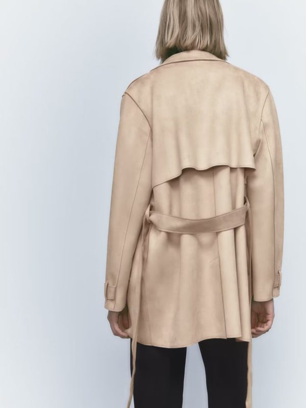 Street Suede Texture Trench Coat in Coats & Jackets