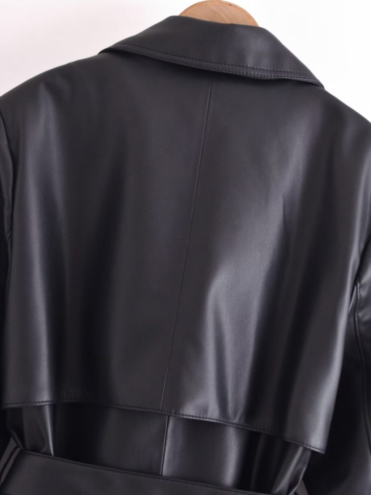 Retro Lapels Faux Leather Mid Length Trench Coat - Coats & Jackets - Uniqistic.com