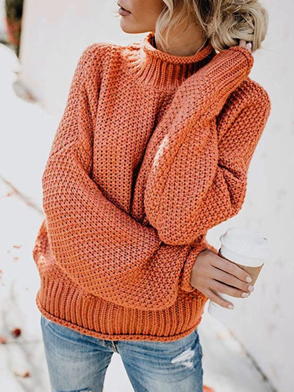 Autumn Winter Knitwear Thick Thread Turtleneck Pullover in Sweaters