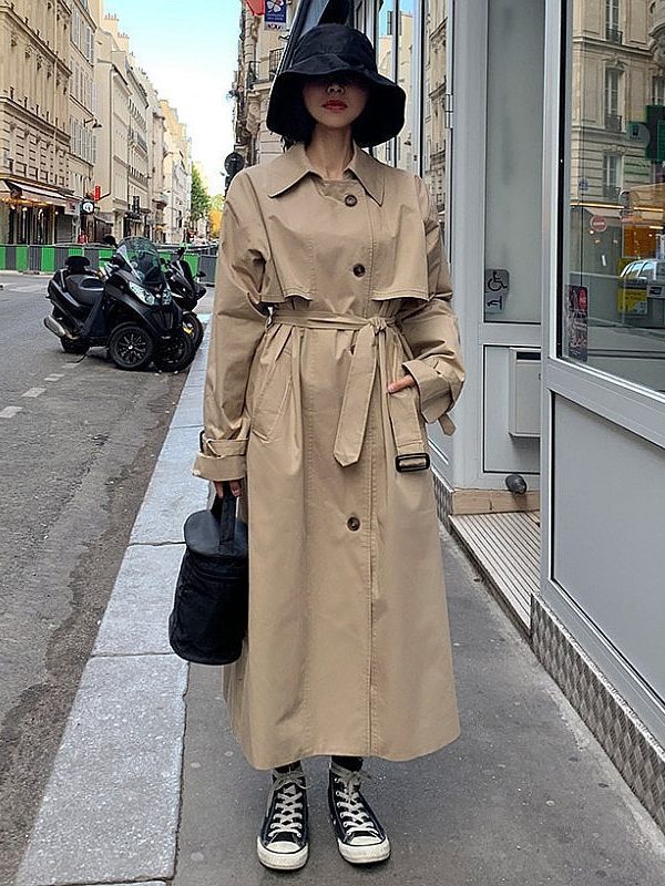 Spring Autumn Korean Loose Waist Mid-Length over-the-Knee Cotton Personalized Coat - Coats & Jackets - Uniqistic.com