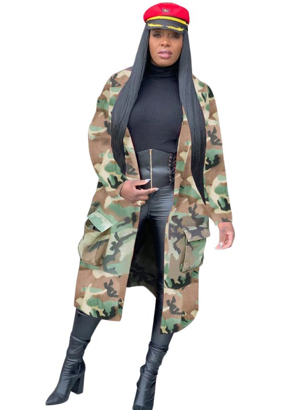 Autumn Winter Camouflage Printed Mid-Length Trench Coat - Coats & Jackets - Uniqistic.com