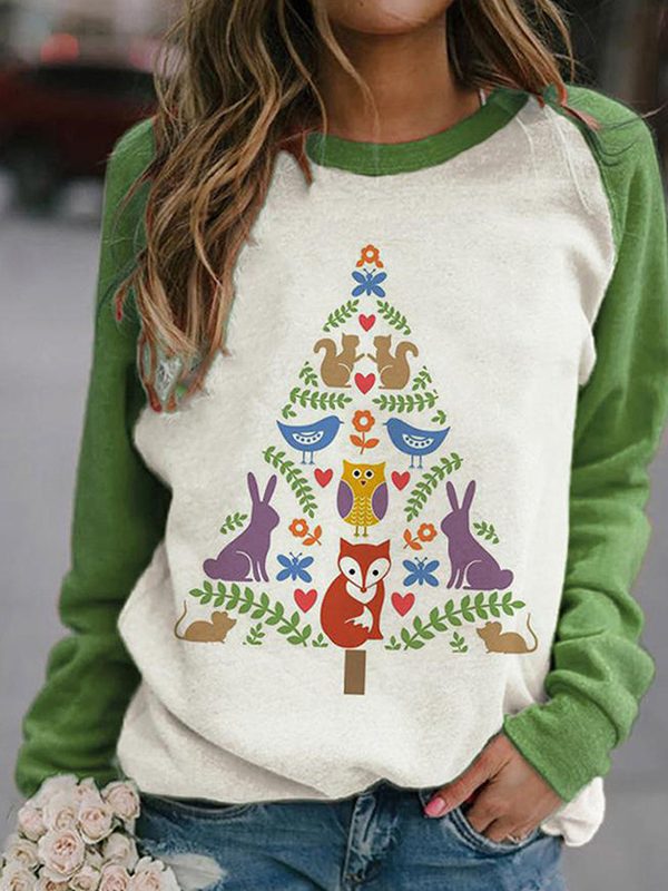 Christmas round Neck Long Sleeve Loose Printed Christmas T shirt - T-shirts & Tops - Uniqistic.com