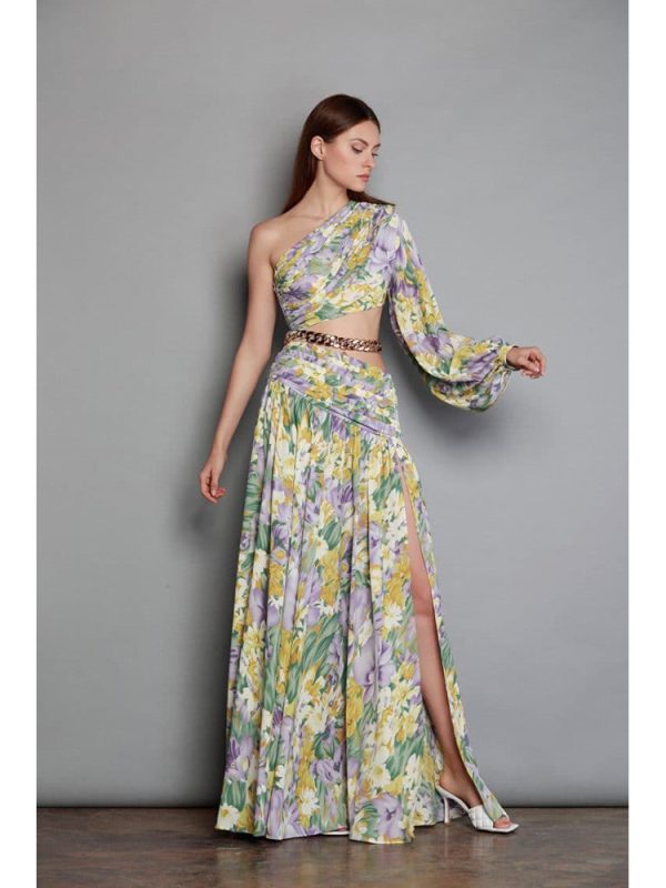 Shoulder Cropped Printed Dress - Dresses - Uniqistic.com